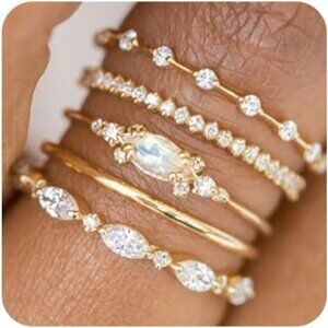 Stackable Gold Rings for Women Dainty Thumb Ring Set Non Tarnish 14K Gold Ring